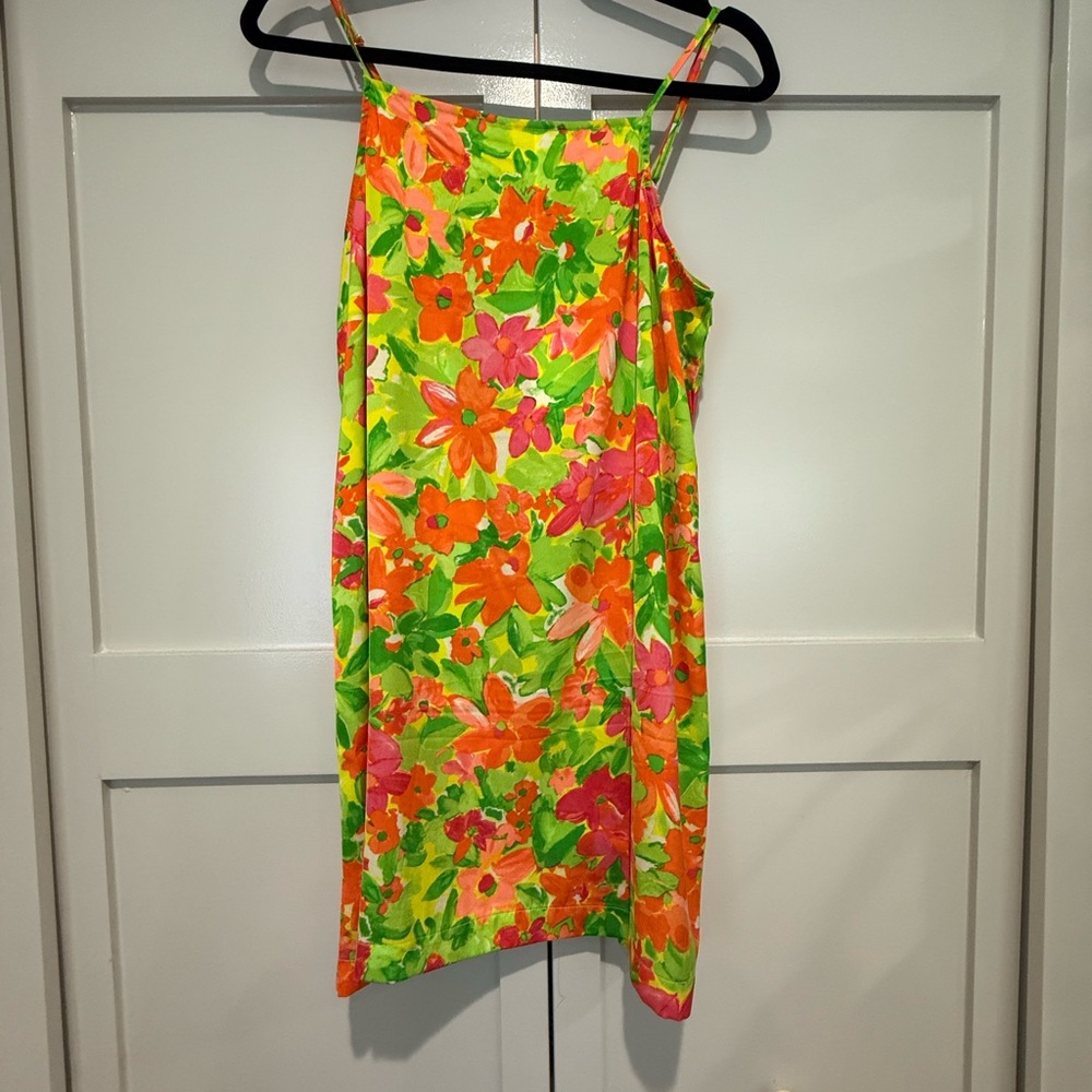 Source Unknown Floral Dress - Green, Orange, Pink